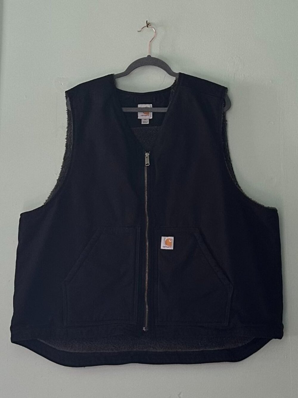 Carhartt 104394 Men's 2XL Black Relaxed Fit Washed Duck Sherpa-Lined Work Vest
